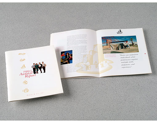 Bowne Inc. Annual Report ’93 cover and interior spread